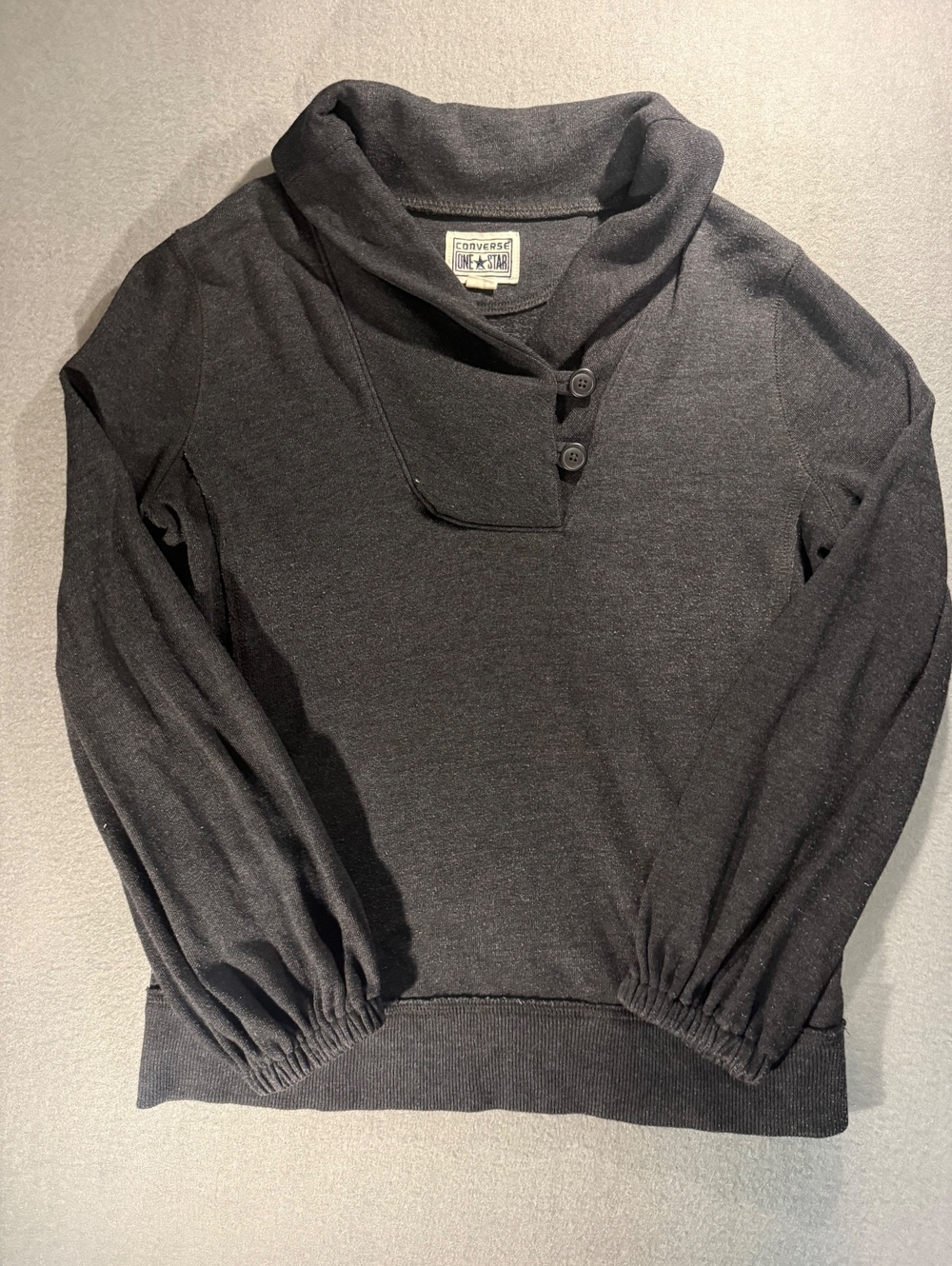 Converse One Star Dark Gray Pullover Sweatshirt with Buttoned Collar